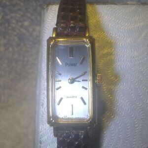 Pulsar Quartz Watch Silver Dial Narrow Body Leather Band V220-5200 New Bat Works